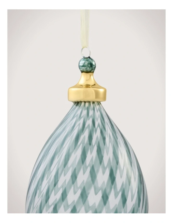 Vertical Stripe Clear 16.5cm Finial in Sea Green image 2
