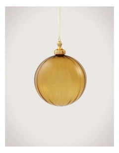 Ribbed Glass Ball in Marigold