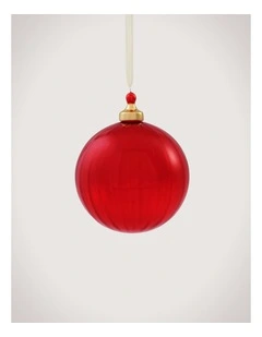 Ribbed Glass Ball in Poppy