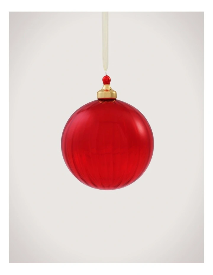 Ribbed Glass Ball in Poppy image 1