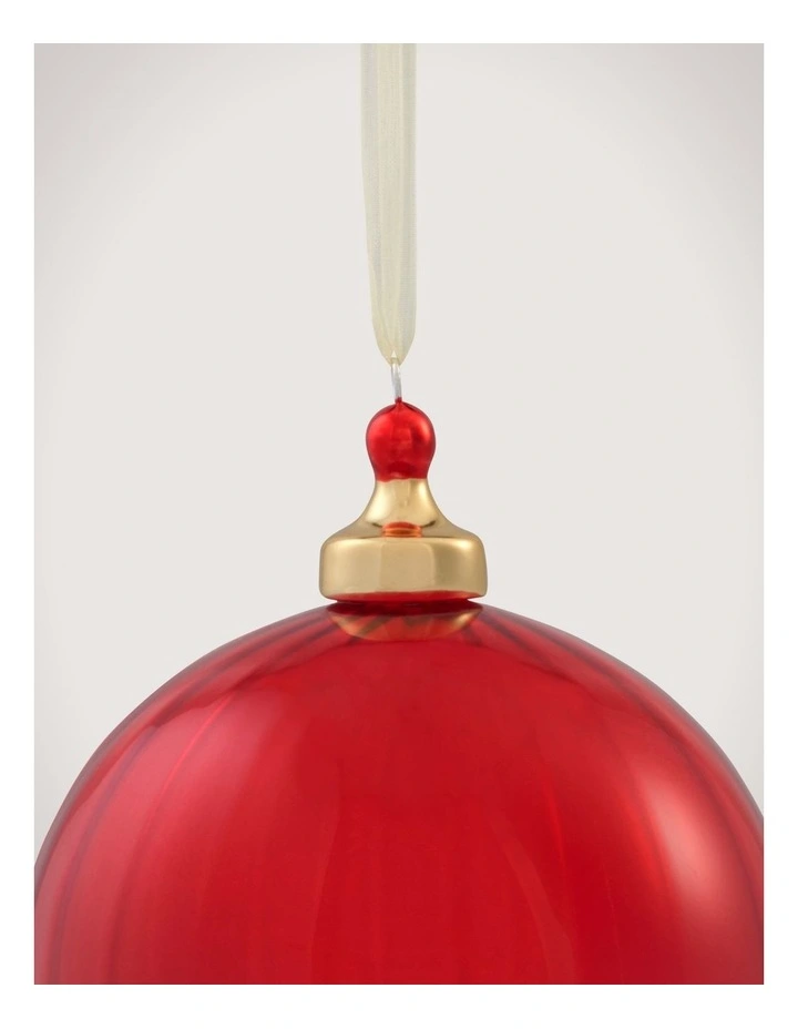 Ribbed Glass Ball in Poppy image 2