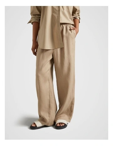 Linen Wide Leg Pant in Walnut