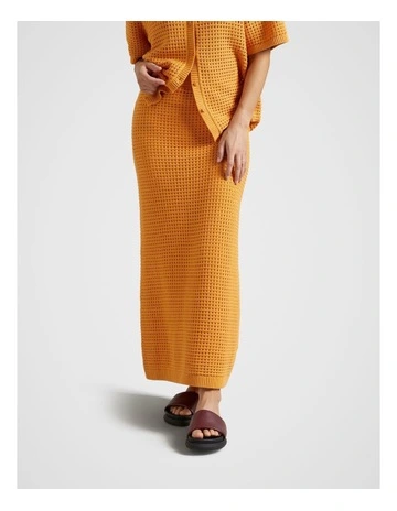 Pointelle Knit Skirt in Burnt Orange
