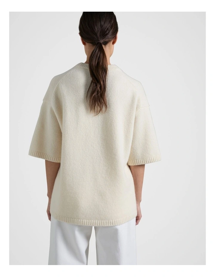 Boxy Knit Tee in Cream image 2
