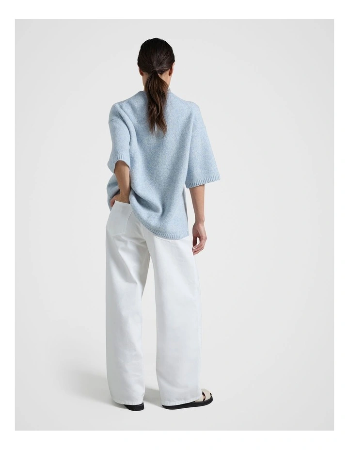 Boxy Knit Tee in Light Blue image 2