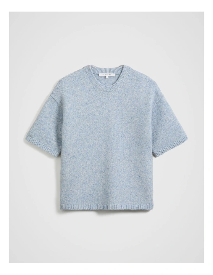 Boxy Knit Tee in Light Blue image 5