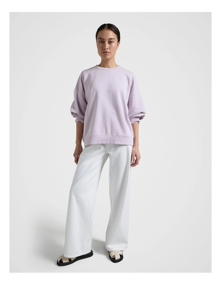 Gathered Sleeve Sweatshirt in Lilac image 1