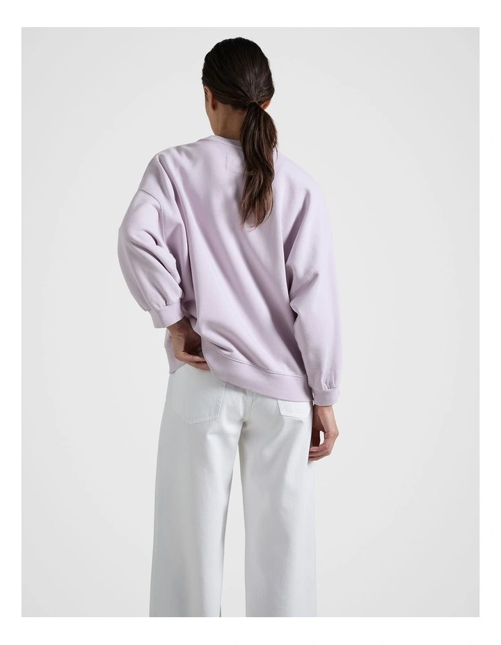 Gathered Sleeve Sweatshirt in Lilac image 2