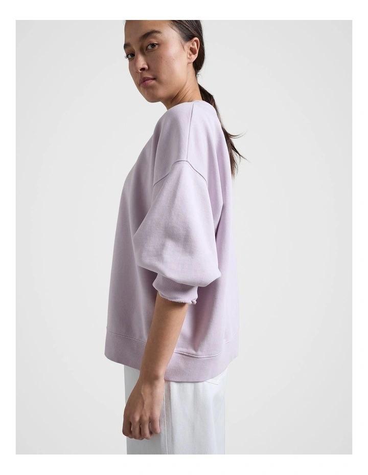 Gathered Sleeve Sweatshirt in Lilac image 3
