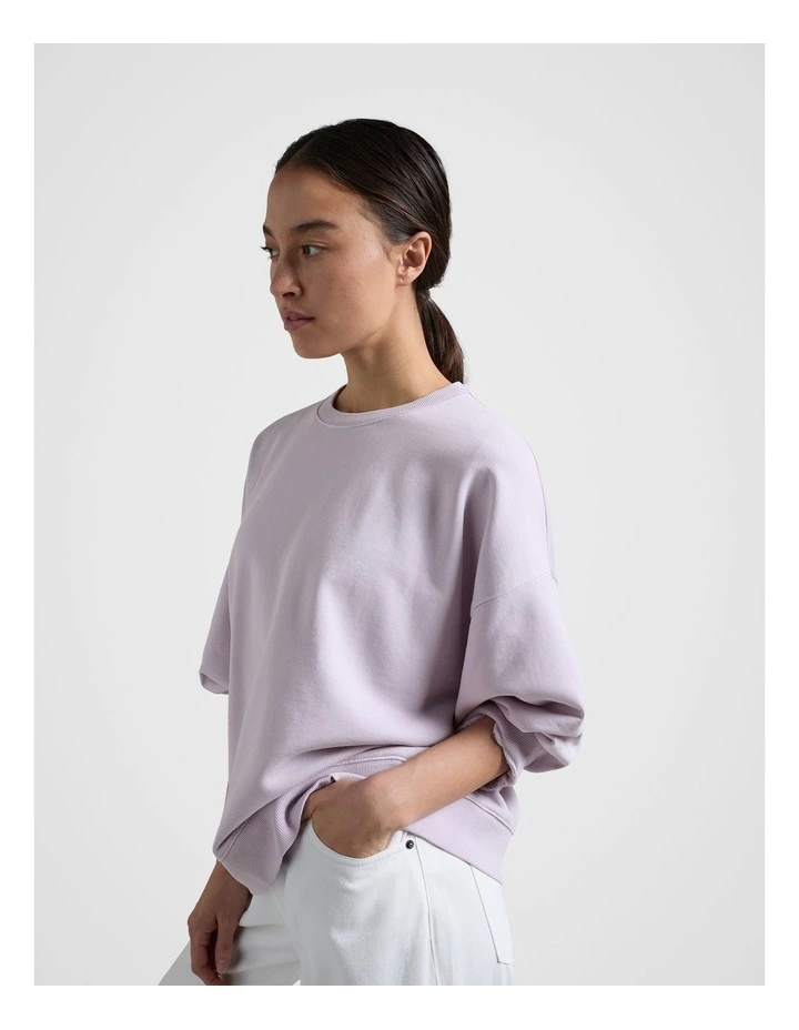 Gathered Sleeve Sweatshirt in Lilac image 4