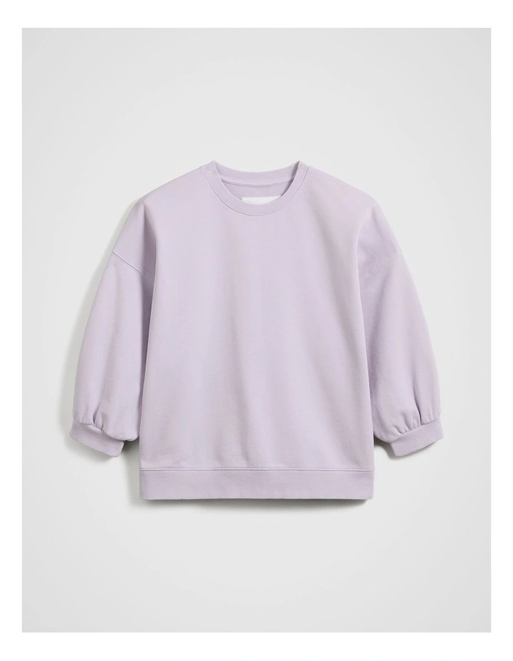 Gathered Sleeve Sweatshirt in Lilac image 5
