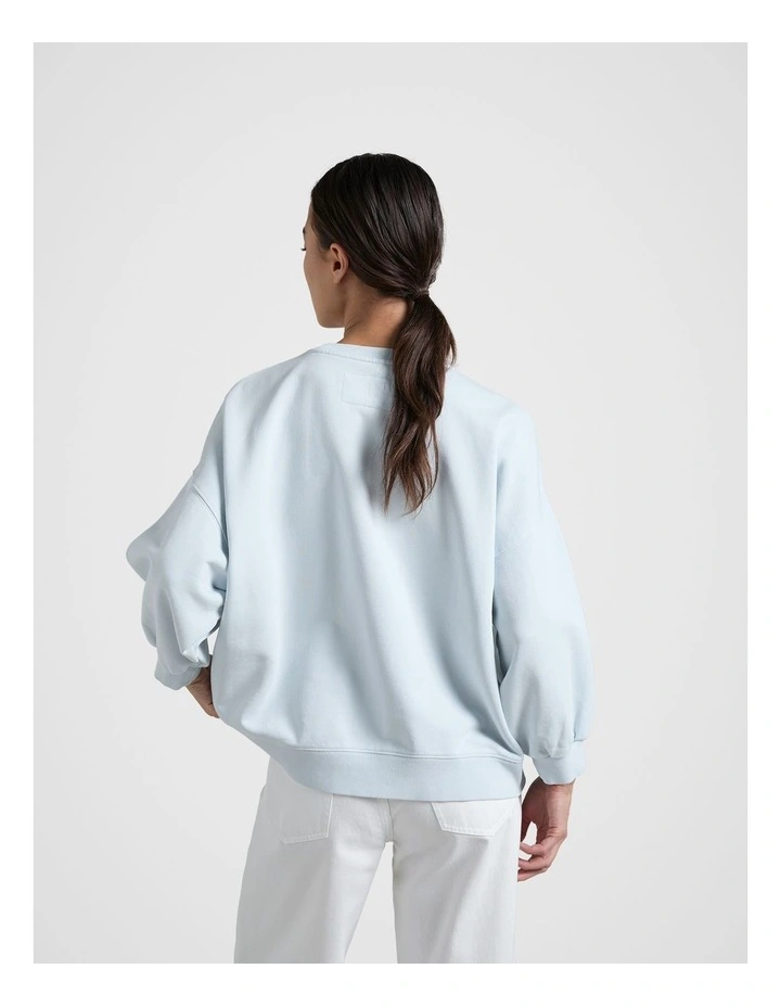 Gathered Sleeve Sweatshirt in Light Blue image 2