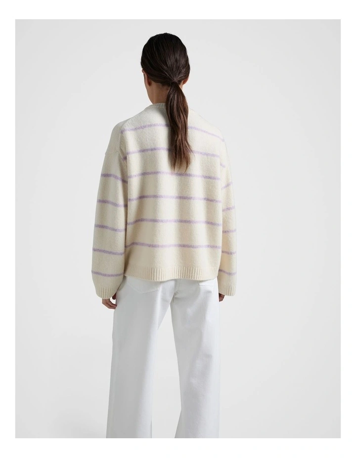 Boxy Knit Pullover in Cream image 2