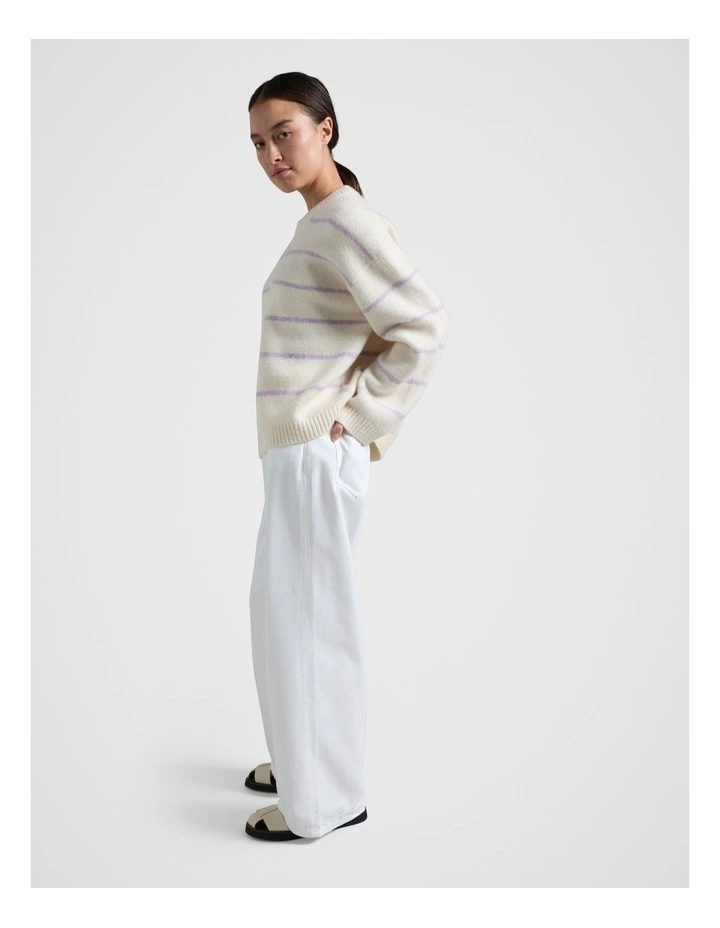 Boxy Knit Pullover in Cream image 3