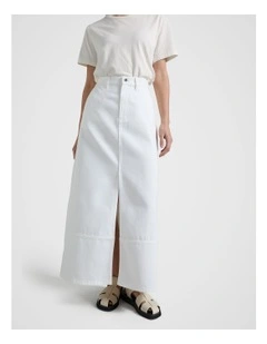 Denim Skirt in White Denim