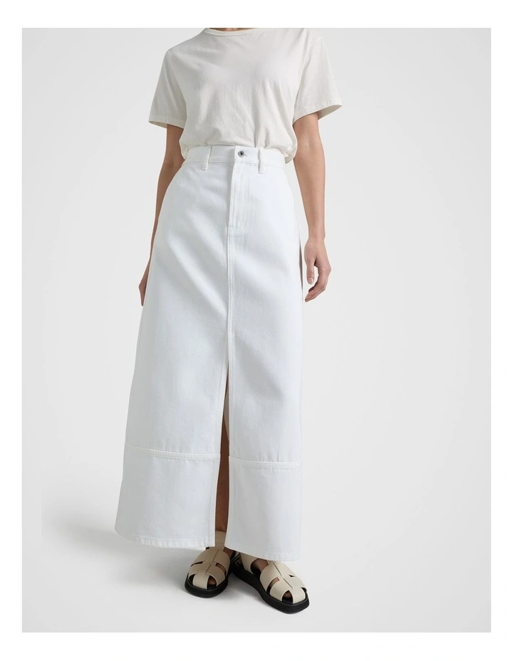 Denim Skirt in White Denim image 1