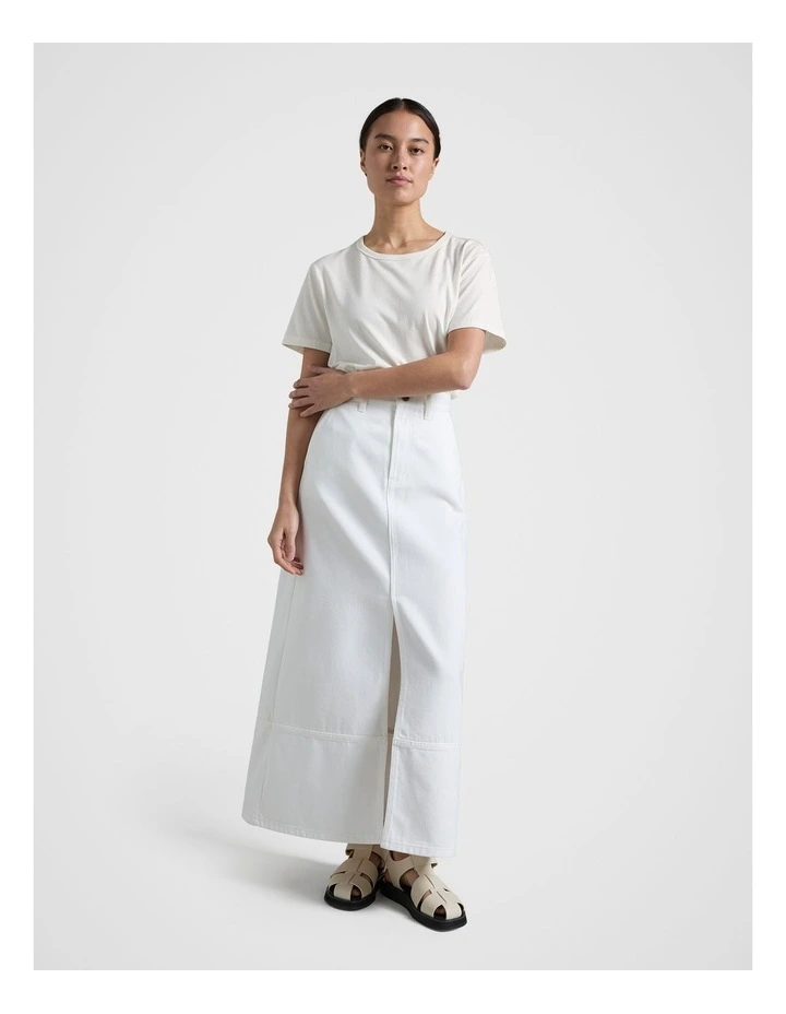 Denim Skirt in White Denim image 3