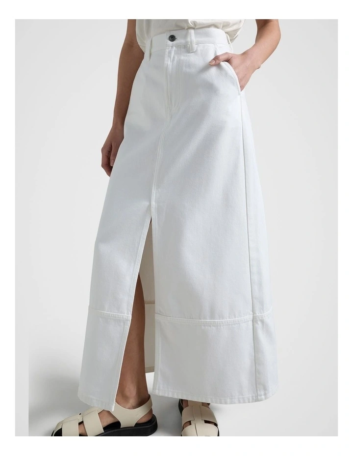 Denim Skirt in White Denim image 4