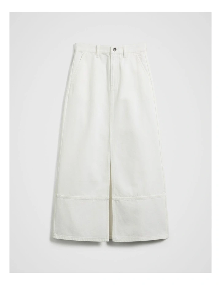 Denim Skirt in White Denim image 5