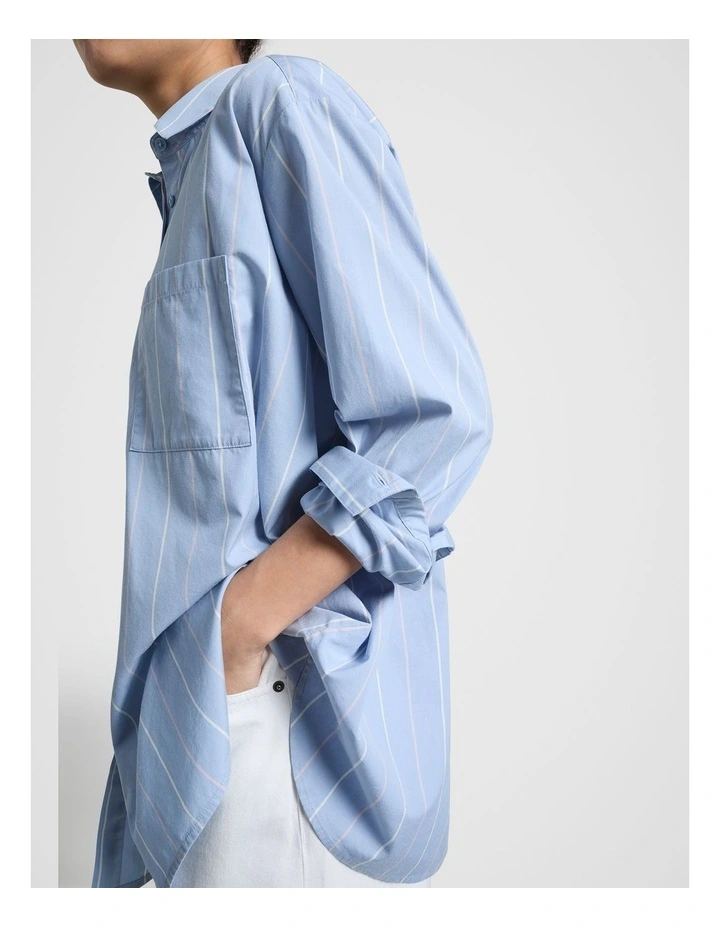 Classic Cotton Shirt in Blue image 3