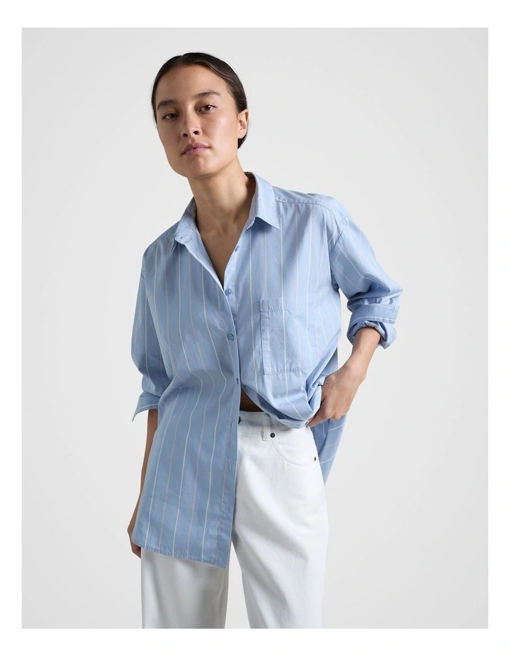 Classic Cotton Shirt in Blue image 4