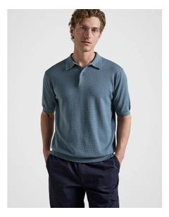 Knit Polo Shirt in Blue