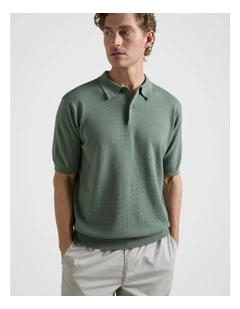 Knit Polo Shirt in Green