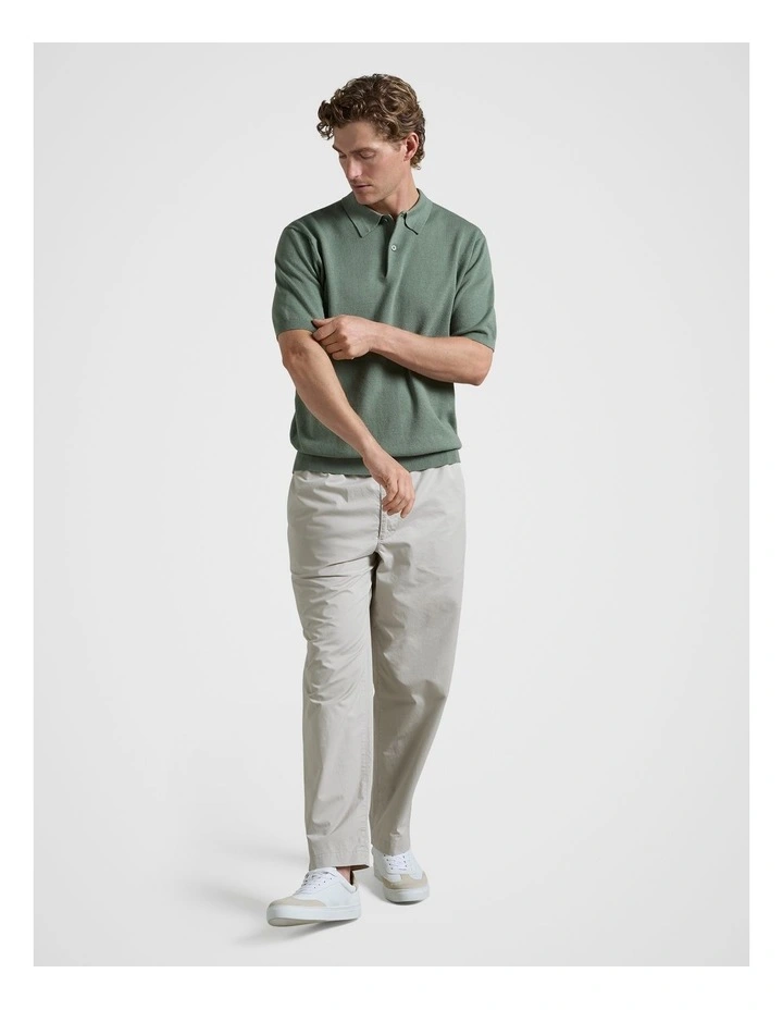 Knit Polo Shirt in Green image 3