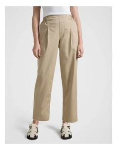 Chino Crop Leg Pant in Beige