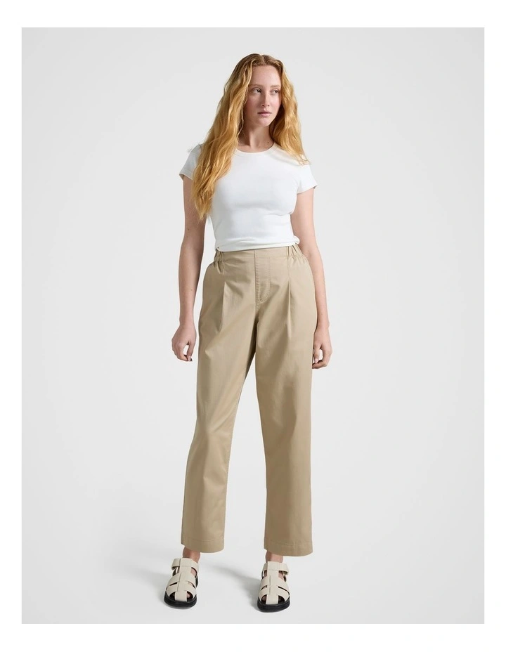 Chino Crop Leg Pant in Beige image 3