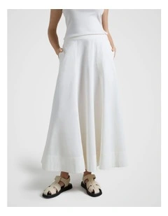 Elastic Back Skirt in White
