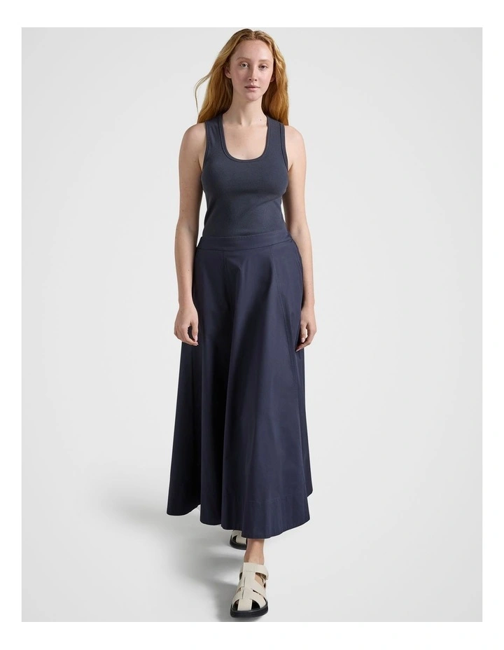 Elastic Back Skirt in Navy image 3