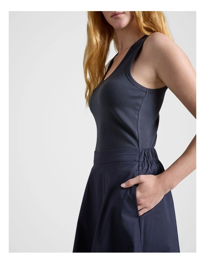 Elastic Back Skirt in Navy image 4