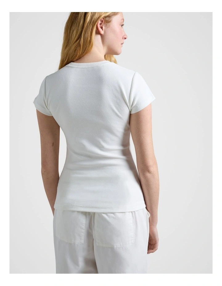 Rib Cap Sleeve Tee in White image 2