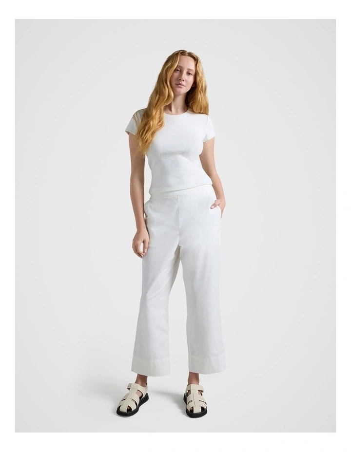 Rib Cap Sleeve Tee in White image 3
