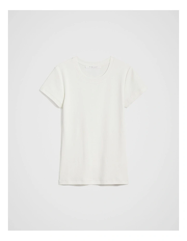 Rib Cap Sleeve Tee in White image 5