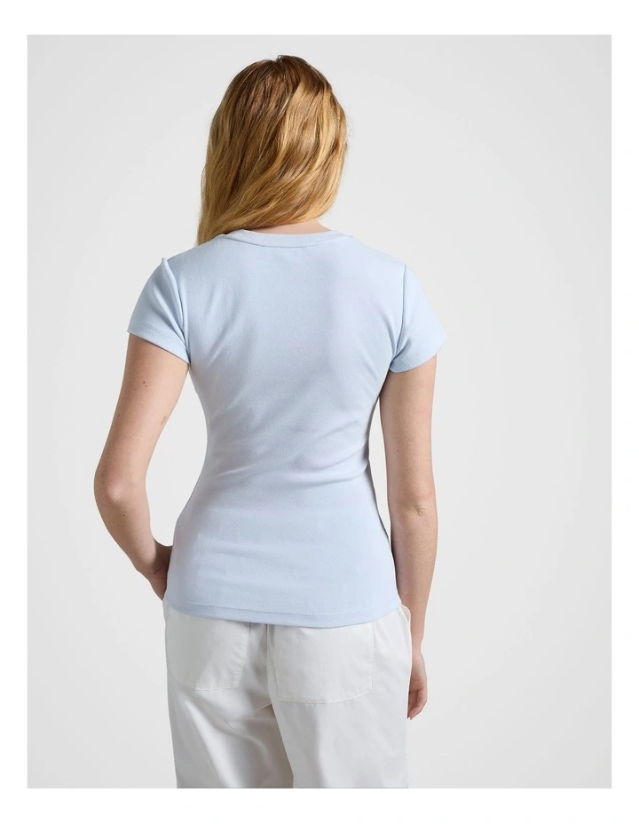 Rib Cap Sleeve Tee in Light Blue image 2
