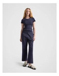 Rib Cap Sleeve Tee in Navy