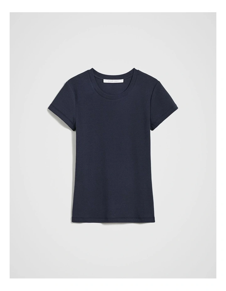 Rib Cap Sleeve Tee in Navy image 5