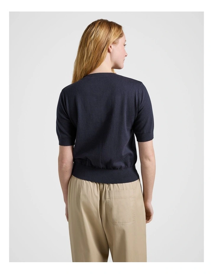 Short Sleeve Cardie in Navy image 2