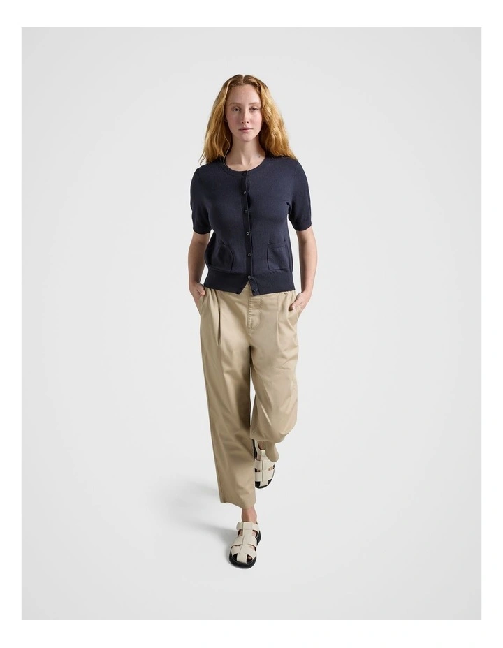 Short Sleeve Cardie in Navy image 3