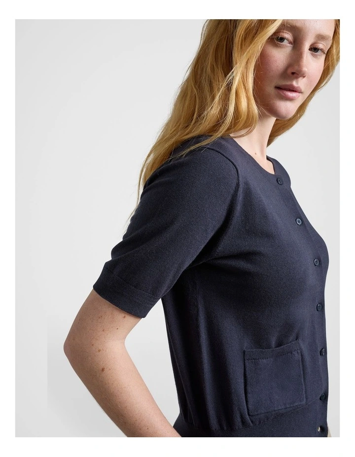 Short Sleeve Cardie in Navy image 4