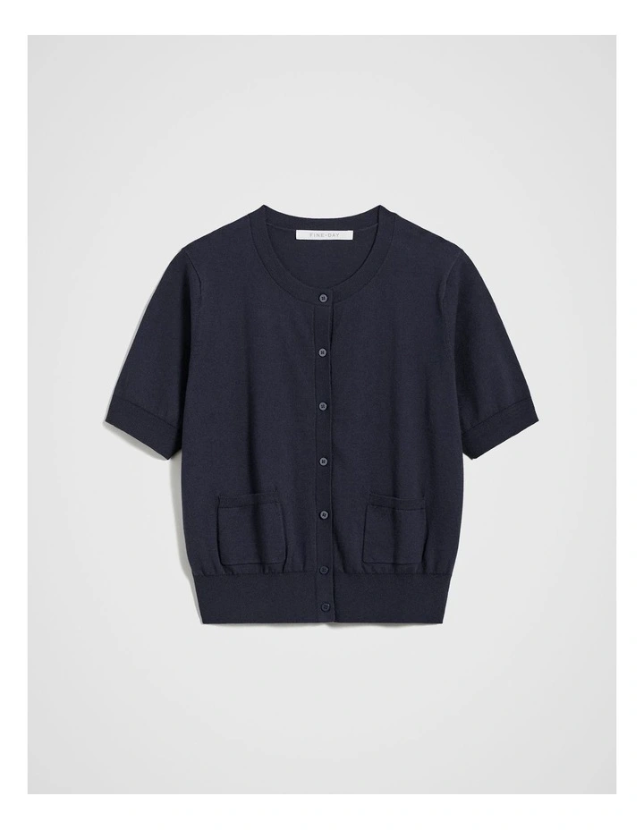 Short Sleeve Cardie in Navy image 5