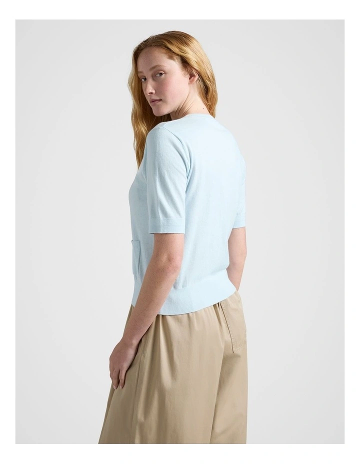 Short Sleeve Cardie in Light Blue image 2