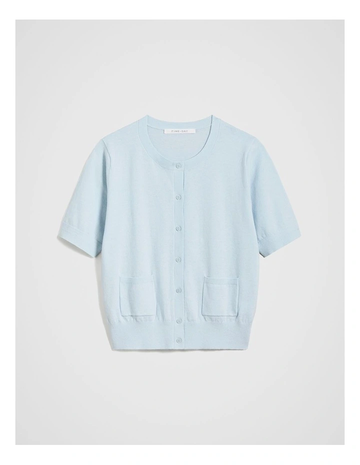 Short Sleeve Cardie in Light Blue image 5