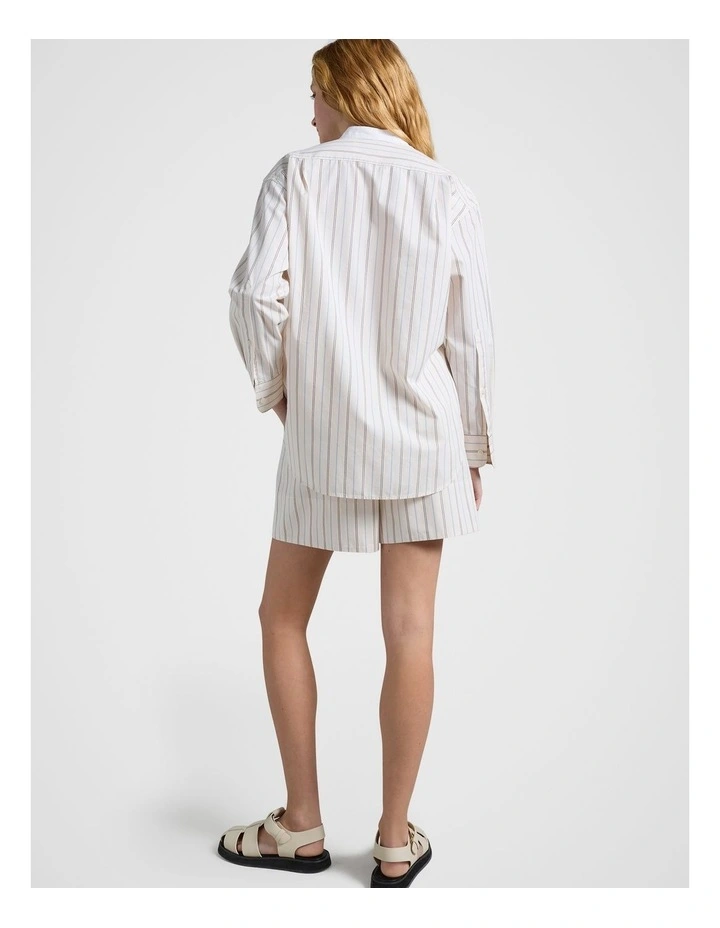 Stripe Bib Front Shirt in Natural image 2