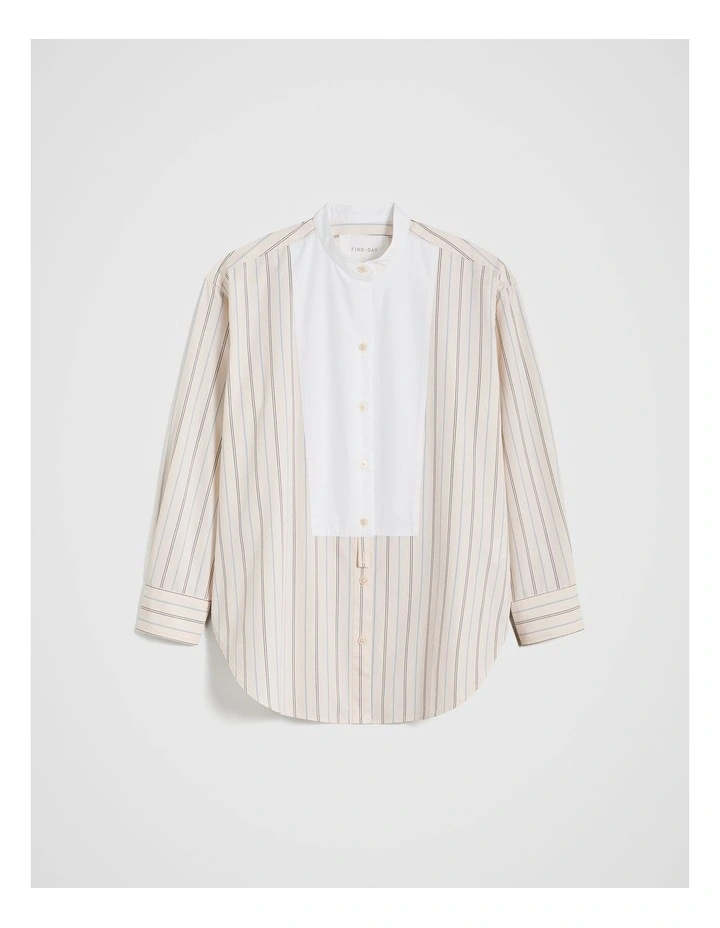 Stripe Bib Front Shirt in Natural image 5