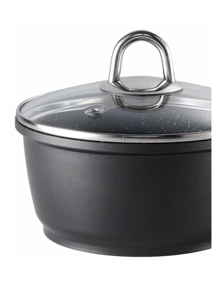 Granite Sauce Pan With Lid 16cm In Black image 2