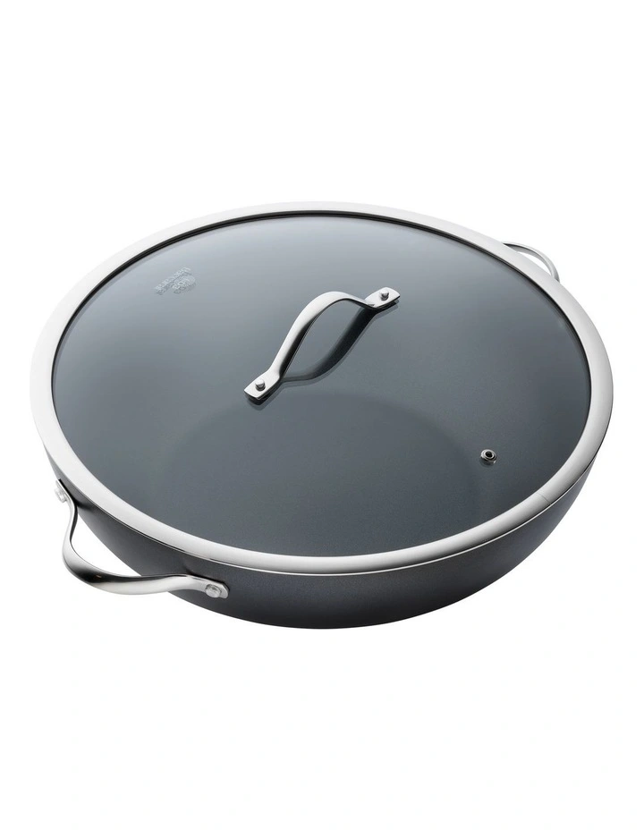 Baccarat iD3 Hard Anodised Non-Stick Wok With Lid 36cm in Black image 1