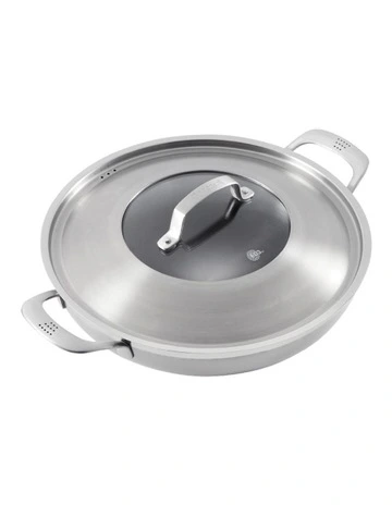 Baccarat iD3 Stainless Steel Chef Pan With Lid 32cm in SIlver